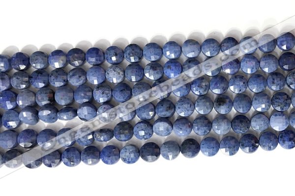 CCB760 15.5 inches 8mm faceted coin blue dumortierite beads