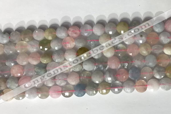 CCB768 15.5 inches 8mm faceted coin morganite gemstone beads