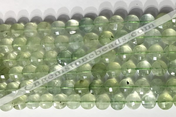 CCB771 15.5 inches 8mm faceted coin prehnite gemstone beads