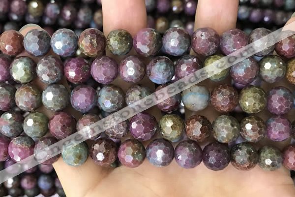 CCB792 15.5 inches 10mm faceted round jasper gemstone beads wholesale