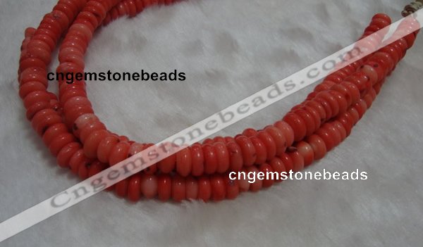 CCB80 15.5 inches 5*9mm roundel pale red coral beads Wholesale