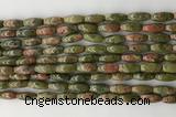 CCB816 15.5 inches 5*12mm rice unakite gemstone beads wholesale