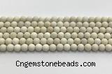 CCB825 15.5 inches 8mm round matte ivory jasper gemstone beads wholesale