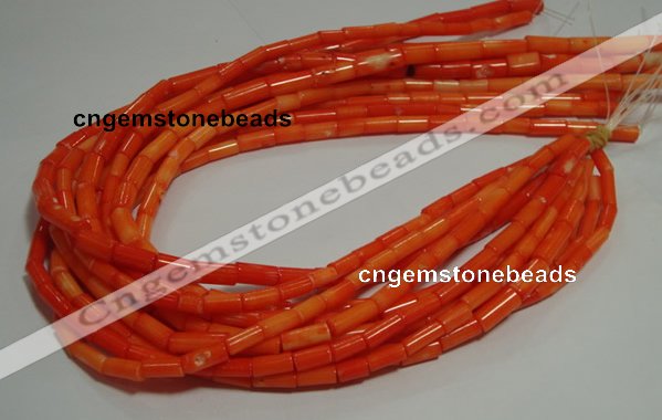 CCB83 15.5 inches 5*10mm column orange coral beads Wholesale