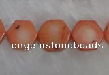 CCB85 15.5 inches 13mm hexagon pink coral beads Wholesale