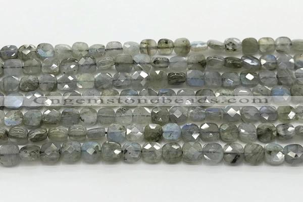 CCB901 15.5 inches 6*6mm faceted square labradorite beads