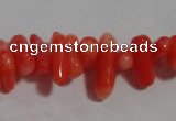 CCB91 15.5 inch 4*11mm irregular branch pale red coral chip beads