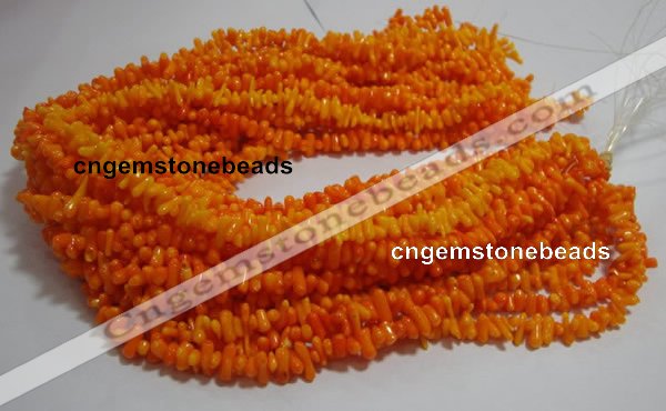 CCB92 15.5 inch 4*11mm irregular branch yellow coral chip beads