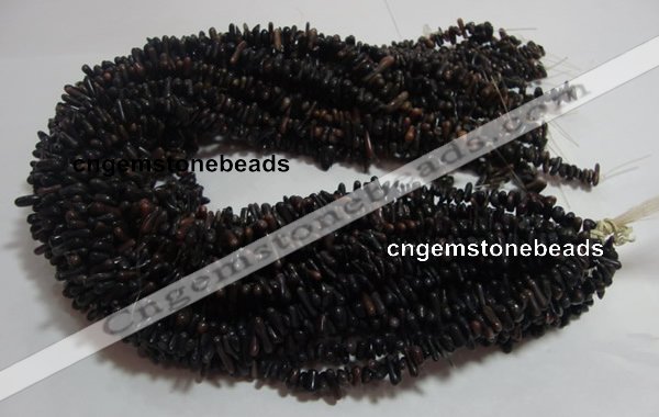 CCB94 15.5 inch 4*11mm irregular branch dark grey coral chip beads