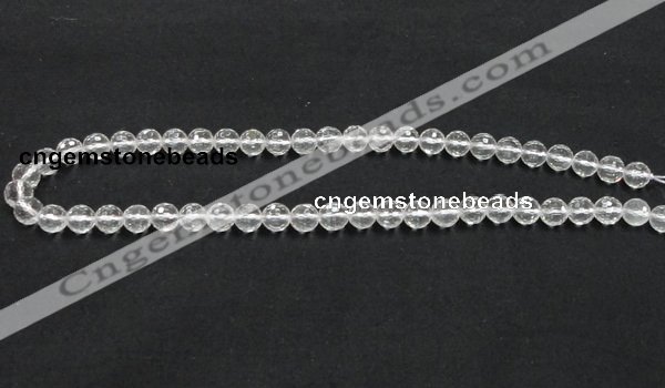 CCC208 15.5 inches 8mm faceted round grade AB natural white crystal beads