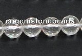 CCC210 15.5 inches 12mm faceted round grade AB natural white crystal beads