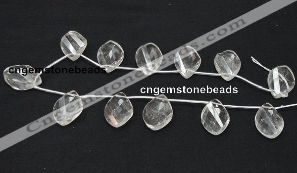 CCC223 20*30mm twisted briolette grade AB natural white crystal beads