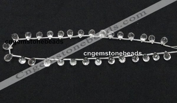 CCC231 8*12mm faceted teardrop grade AB natural white crystal beads