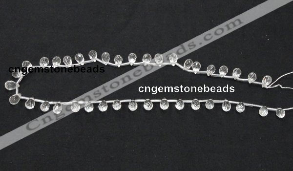 CCC232 6*9mm faceted teardrop grade AB natural white crystal beads