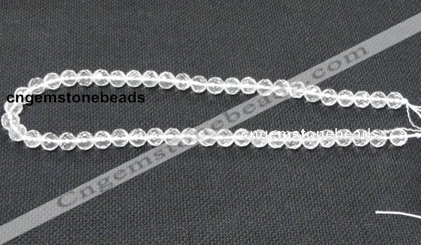 CCC252 15.5 inches 8mm faceted round grade A natural white crystal beads