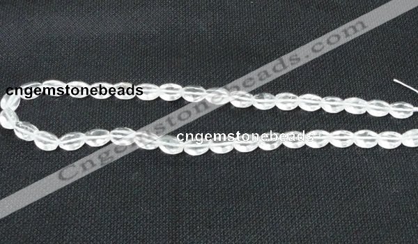 CCC261 15.5 inches 8*10mm faceted rice grade A natural white crystal beads