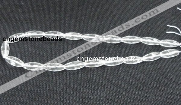 CCC267 8*20mm faceted rice grade A natural white crystal beads