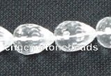 CCC273 7*10mm faceted teardrop grade A natural white crystal beads