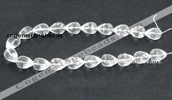 CCC276 12*16mm faceted teardrop grade A natural white crystal beads