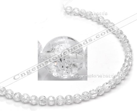 CCC39 15.5 inches 4mm round crackle white crystal beads Wholesale