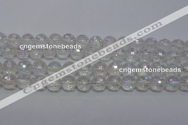 CCC412 15.5 inches 8mm faceted round AB-color white crystal beads