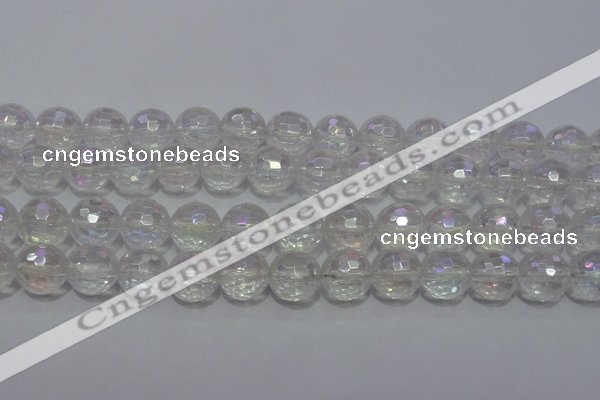 CCC413 15.5 inches 10mm faceted round AB-color white crystal beads