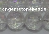 CCC415 15.5 inches 14mm faceted round AB-color white crystal beads