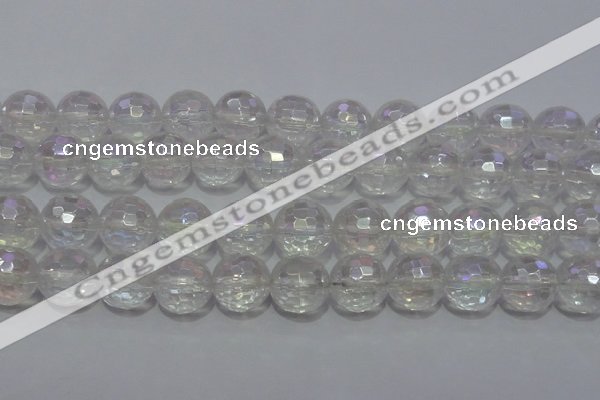 CCC415 15.5 inches 14mm faceted round AB-color white crystal beads