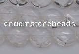 CCC502 15.5 inches 8mm faceted coin natural white crystal beads