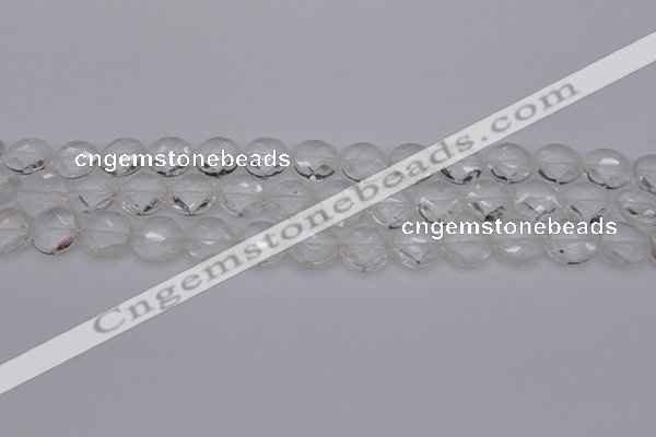CCC502 15.5 inches 8mm faceted coin natural white crystal beads