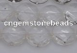 CCC504 15.5 inches 12mm faceted coin natural white crystal beads