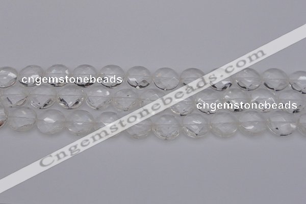 CCC506 15.5 inches 16mm faceted coin natural white crystal beads