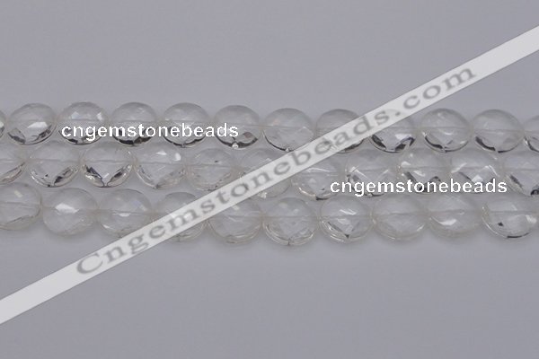 CCC508 15.5 inches 20mm faceted coin natural white crystal beads