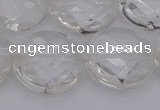 CCC510 15.5 inches 25mm faceted coin natural white crystal beads