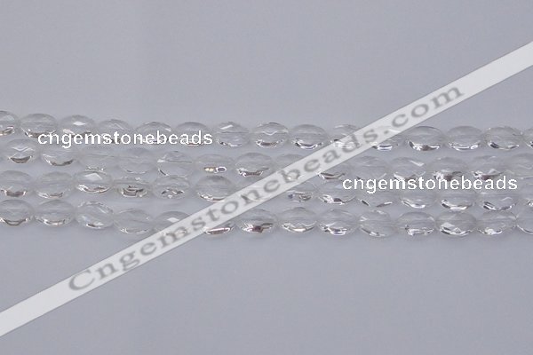 CCC513 15.5 inches 10*14mm faceted oval natural white crystal beads