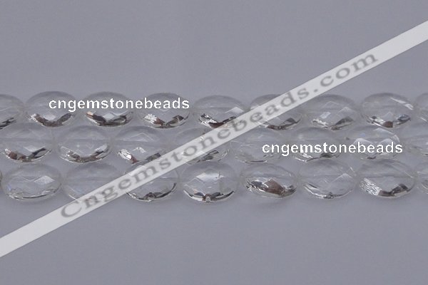 CCC518 15.5 inches 20*30mm faceted oval natural white crystal beads