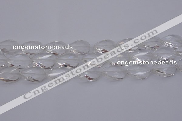 CCC521 15.5 inches 18*25mm twisted & faceted oval white crystal beads