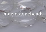 CCC522 15.5 inches 20*30mm twisted & faceted oval white crystal beads