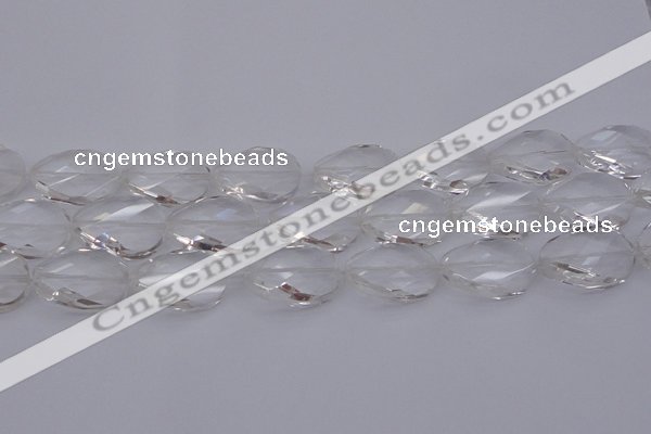 CCC522 15.5 inches 20*30mm twisted & faceted oval white crystal beads