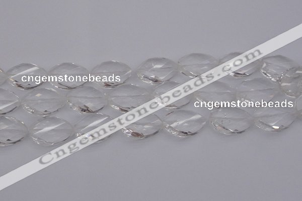 CCC527 15.5 inches 20*30mm twisted & faceted teardrop white crystal beads