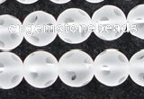 CCC609 15.5 inches 12mm faceted round matte natural white crystal beads