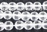 CCC612 15.5 inches 8mm faceted round matte natural white crystal beads
