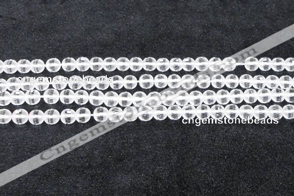 CCC612 15.5 inches 8mm faceted round matte natural white crystal beads