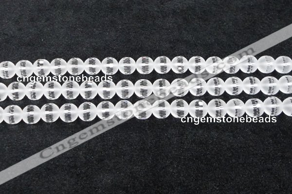 CCC613 15.5 inches 10mm faceted round matte natural white crystal beads