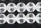 CCC614 15.5 inches 12mm faceted round matte natural white crystal beads