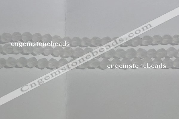 CCC626 15.5 inches 6mm faceted nuggets matte white crystal beads