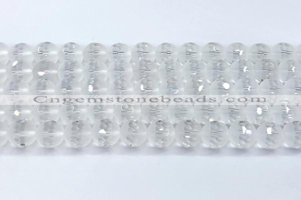 CCC642 15 inches 10mm faceted round white crystal beads