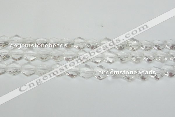 CCC750 15.5 inches 14*14mm faceted hexagon natural white crystal beads