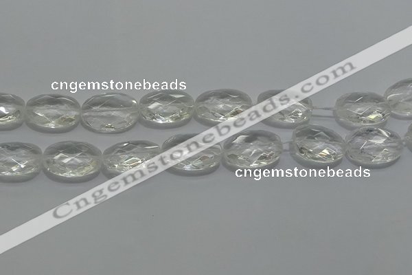 CCC805 15.5 inches 18*25mm faceted oval natural white crystal beads