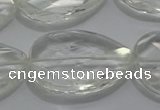 CCC812 22*30mm faceted flat teardrop natural white crystal beads